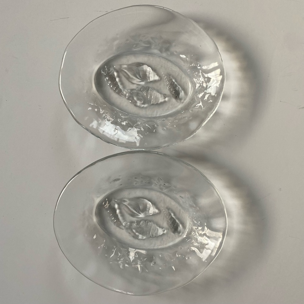 Selezione Hand Blown Art Glass Dish Set Of 2 Made In Italy Shell Design Vintage